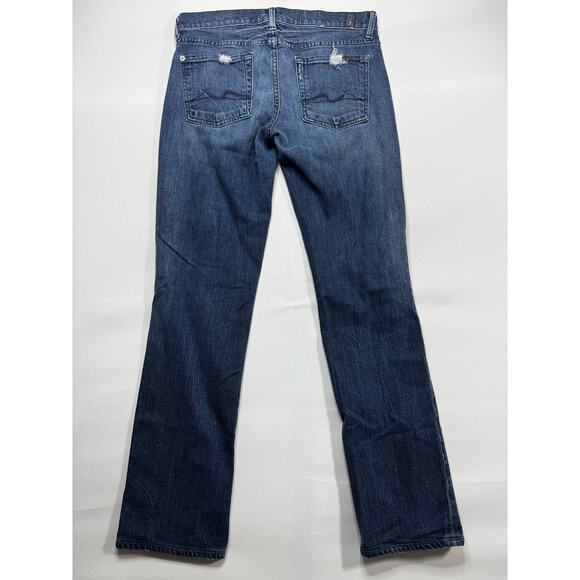 7 For All Mankind Women's Straight Leg Blue Denim Jeans - Size 27 (29x29.5) - Picture 2 of 6